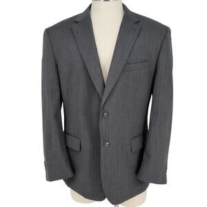 Jos A Bank 1905 Sport Coat Mens 48R Gray Herringbone Wool Jacket Lined Career